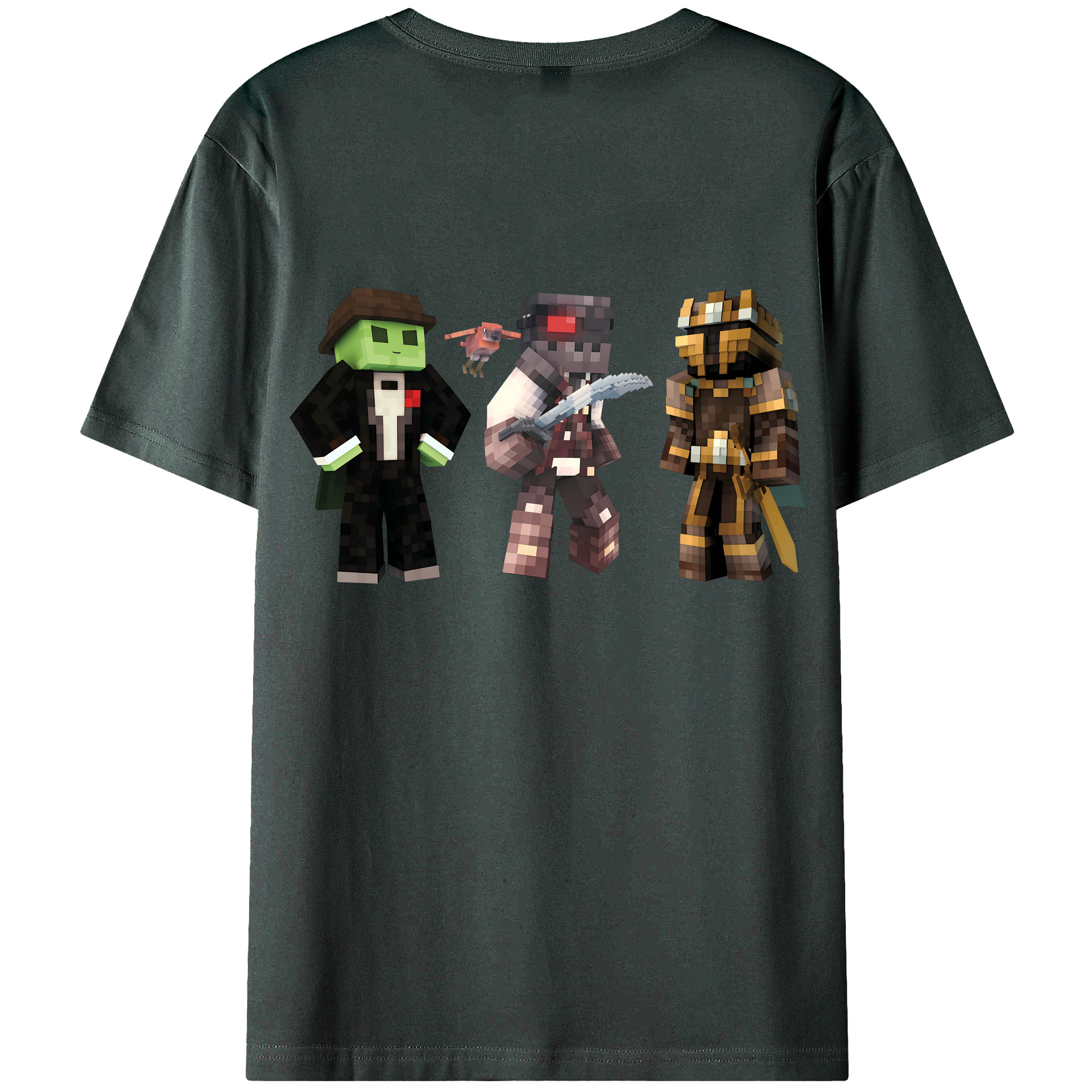 （画像用） マインクラフト ブロックの世界 Minecraft MC Block world 綿100％ メンズ半袖Tシャツ（バックプリント） 通気性